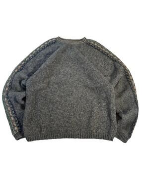 Woolrich Sweater Women’s XL Wool Fair Isle Tight Knit Gray Crewneck Pullover
